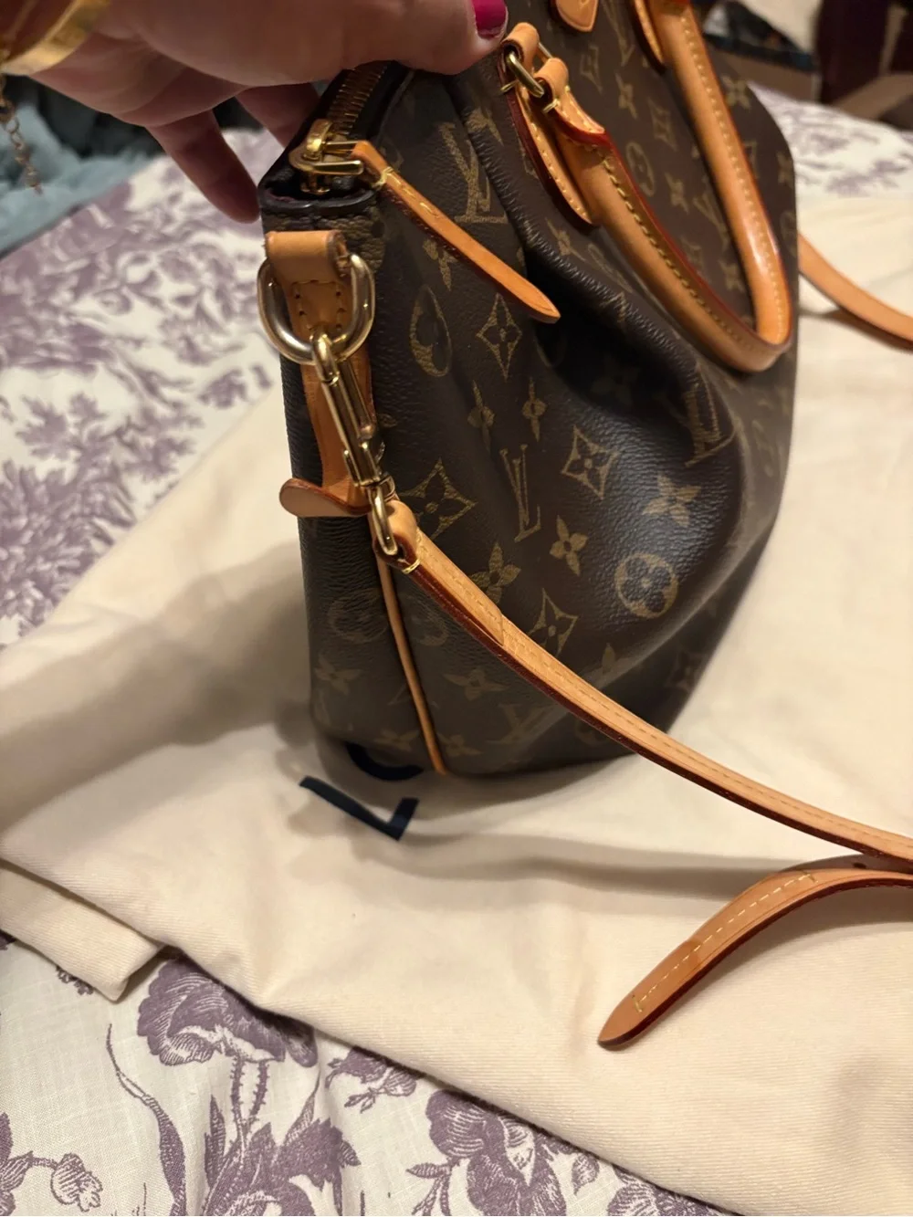 Louis Vuitton Turenne MM Monogram Canvas Shoulder Bag with Tan Leather Trim